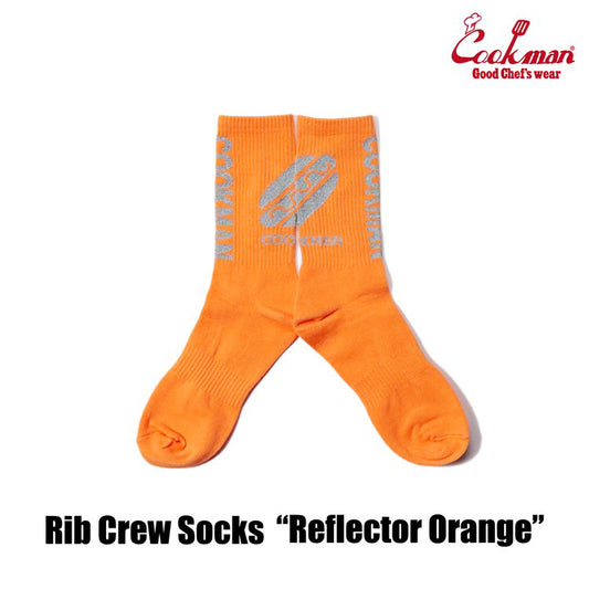 Cookman Rib Crew Socks - Reflector : Orange