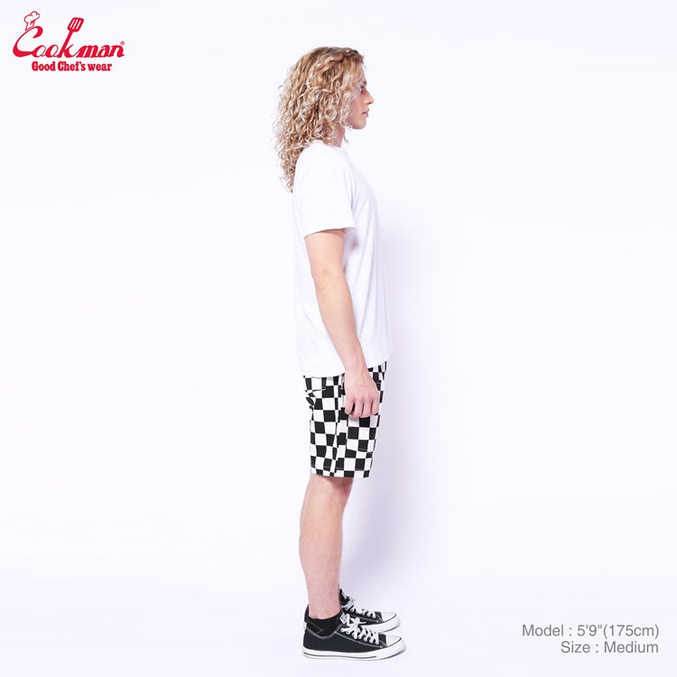 Chef Short Pants Front Pocket - Checker : Black