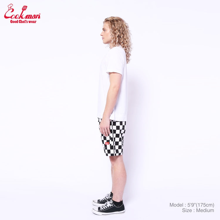 Chef Short Pants Front Pocket - Checker : Black