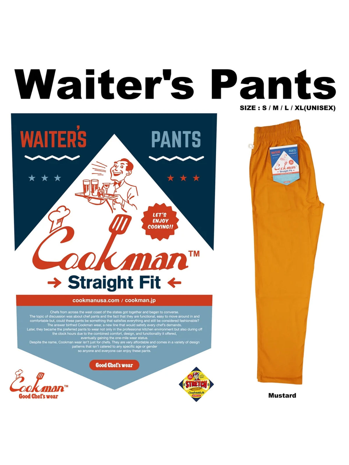 Waiter's Pants (stretch) - Mustard