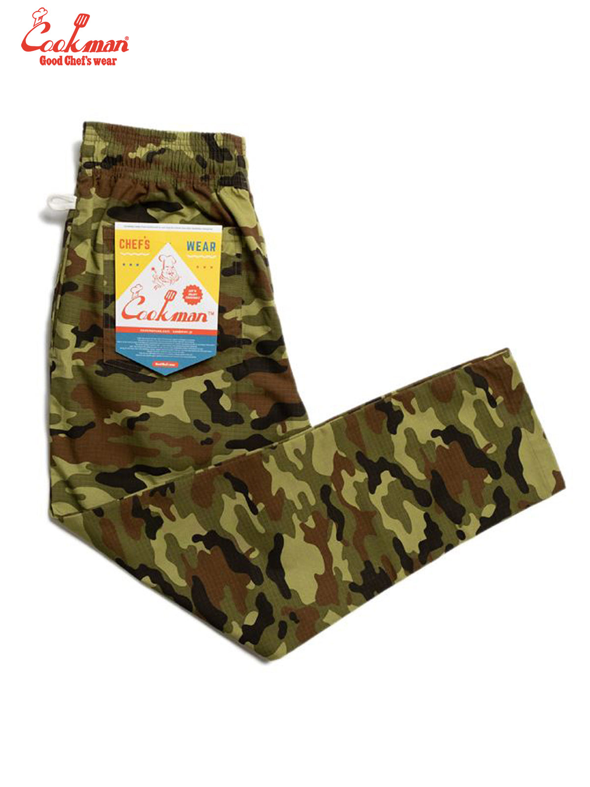 Chef Pants - Ripstop : Woodland Camo Green