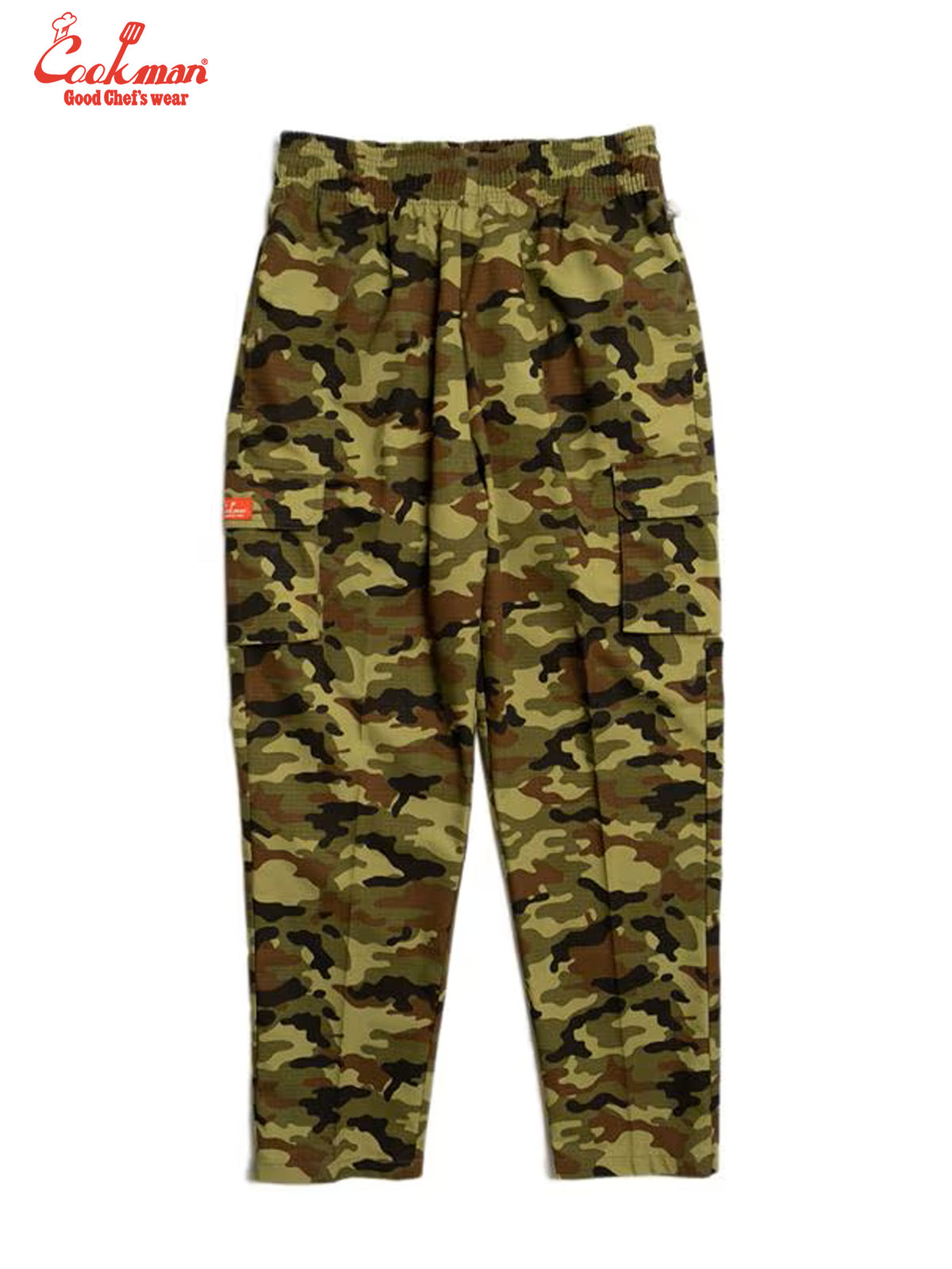 Chef Pants Cargo - Ripstop : Woodland Camo Green