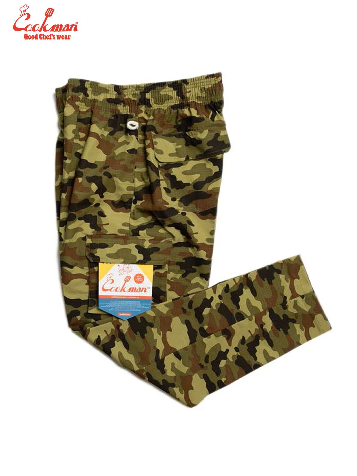 Chef Pants Cargo - Ripstop : Woodland Camo Green