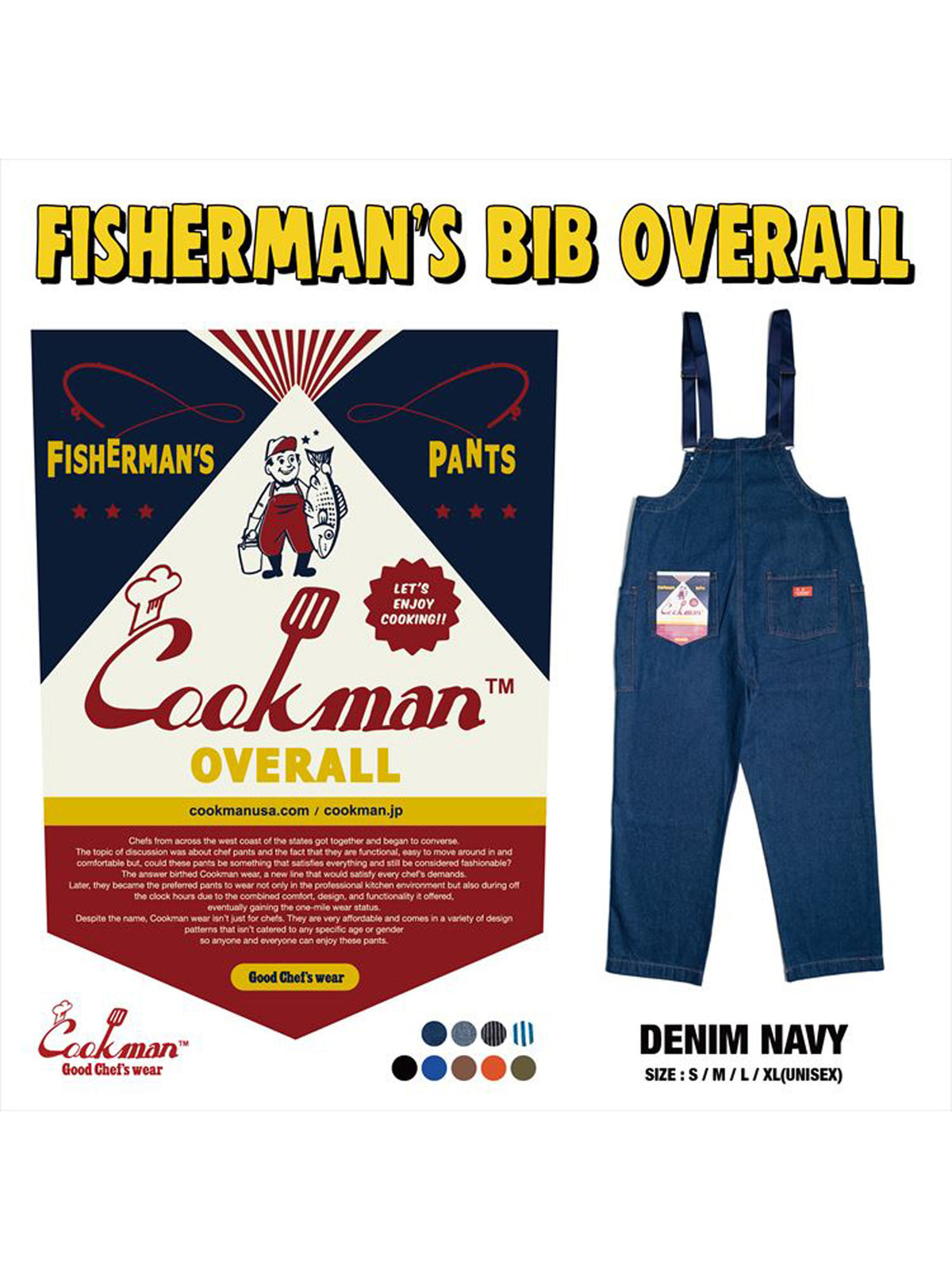 Fisherman's Bib Overall - Denim : Navy