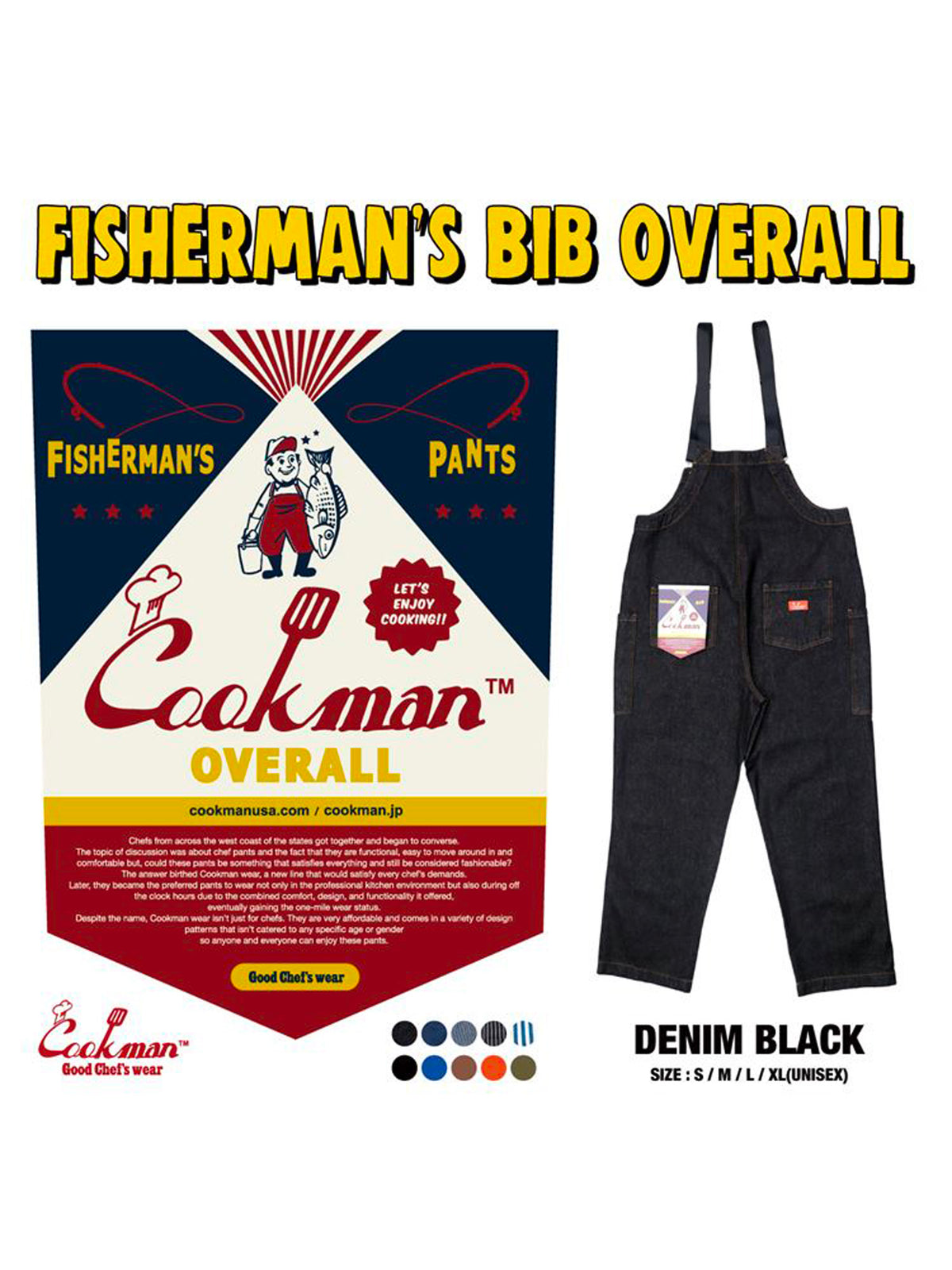 Fisherman's Bib Overall - Denim : Black