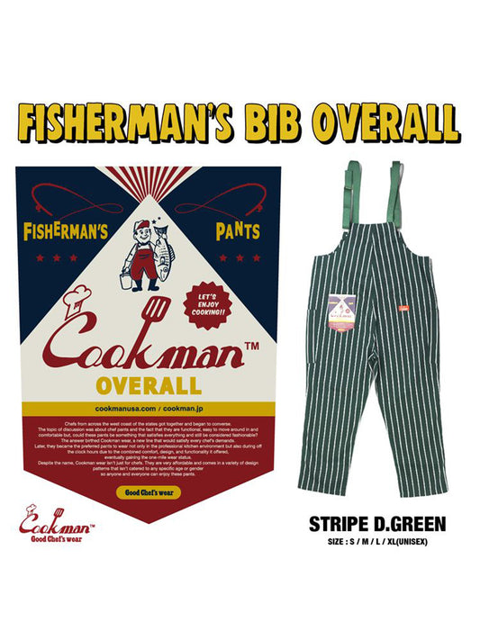 Fisherman's Bib Overall - Stripe : Dark Green