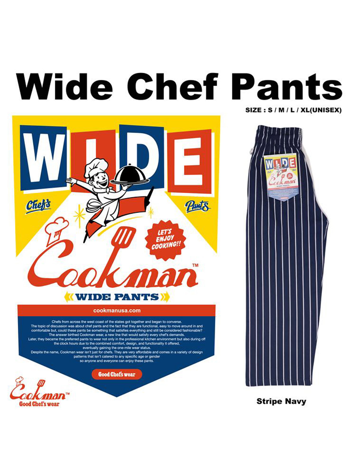 Wide Chef Pants - Stripe : Navy