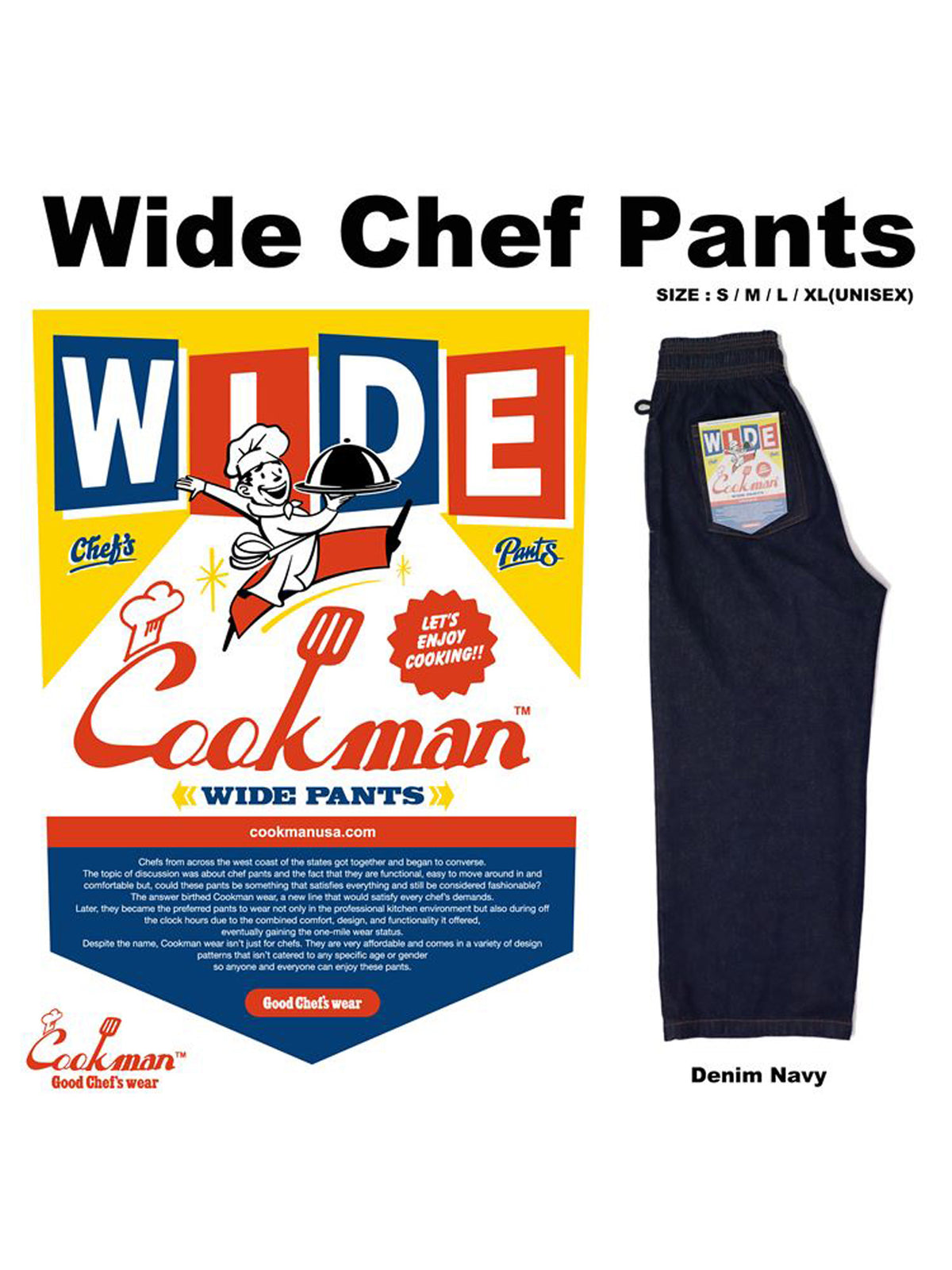 Wide Chef Pants - Denim : Navy