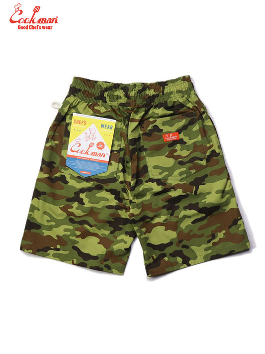 Chef Short Pants - Ripstop : Woodland Camo Green