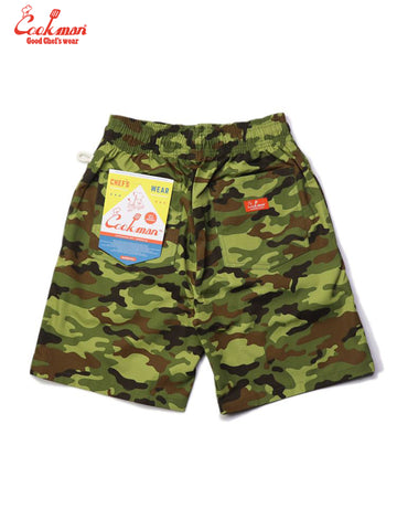 Chef Short Pants - Ripstop : Woodland Camo Green