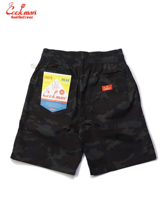 Chef Short Pants - Ripstop : Woodland Camo Black