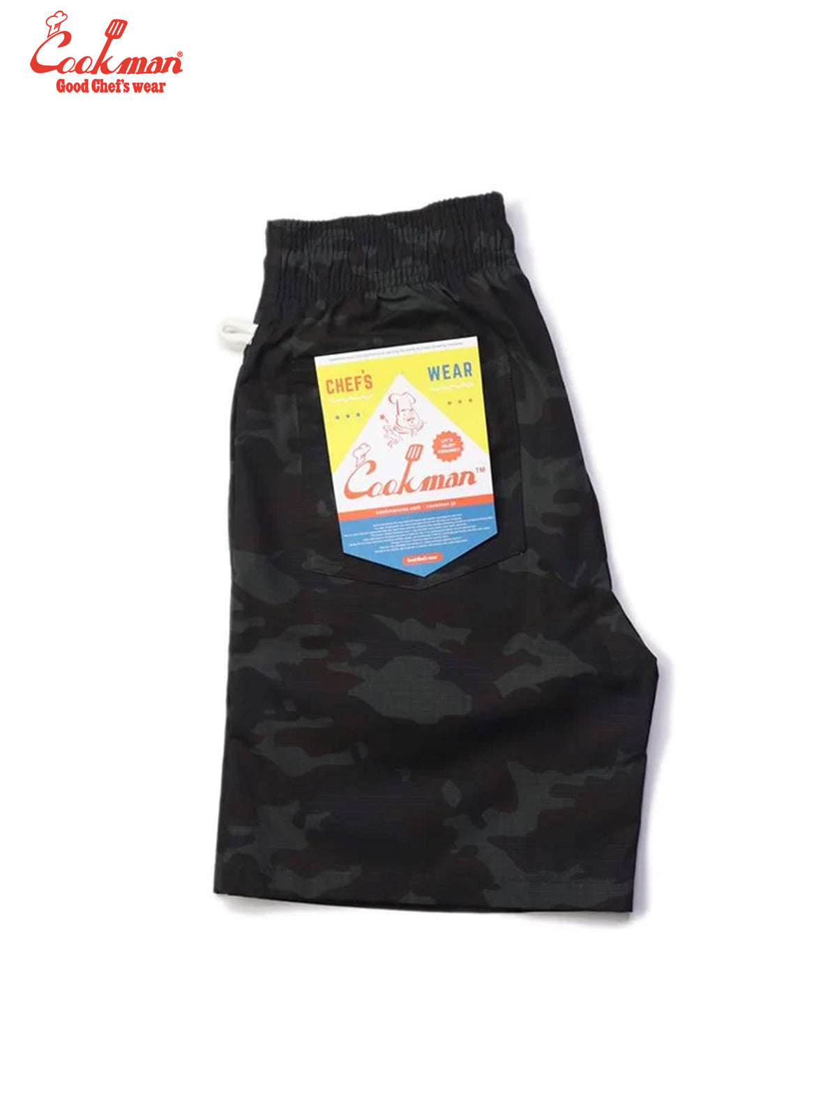 Chef Short Pants - Ripstop : Woodland Camo Black
