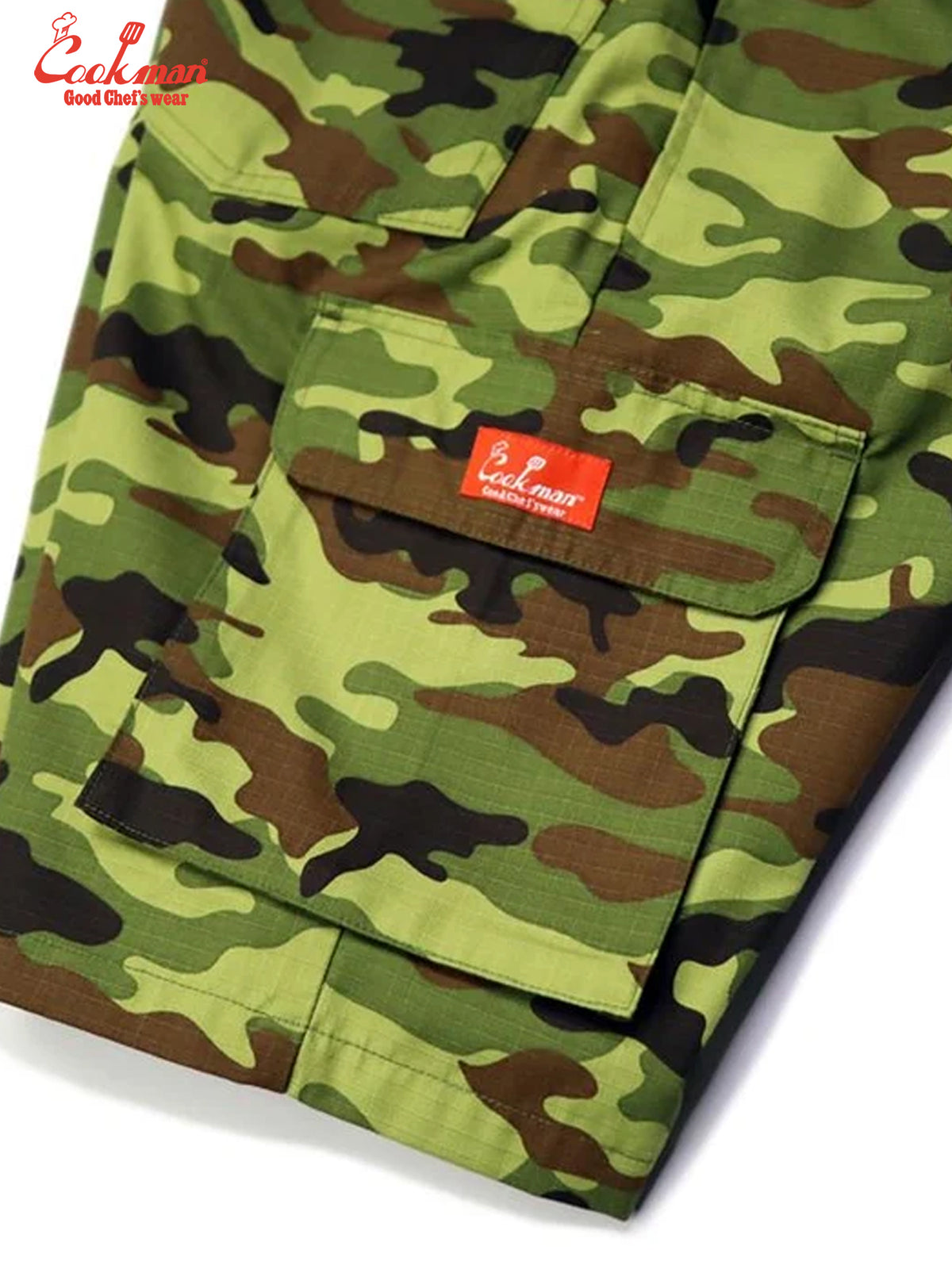 Chef Short Pants Cargo - Ripstop : Woodland Camo Green