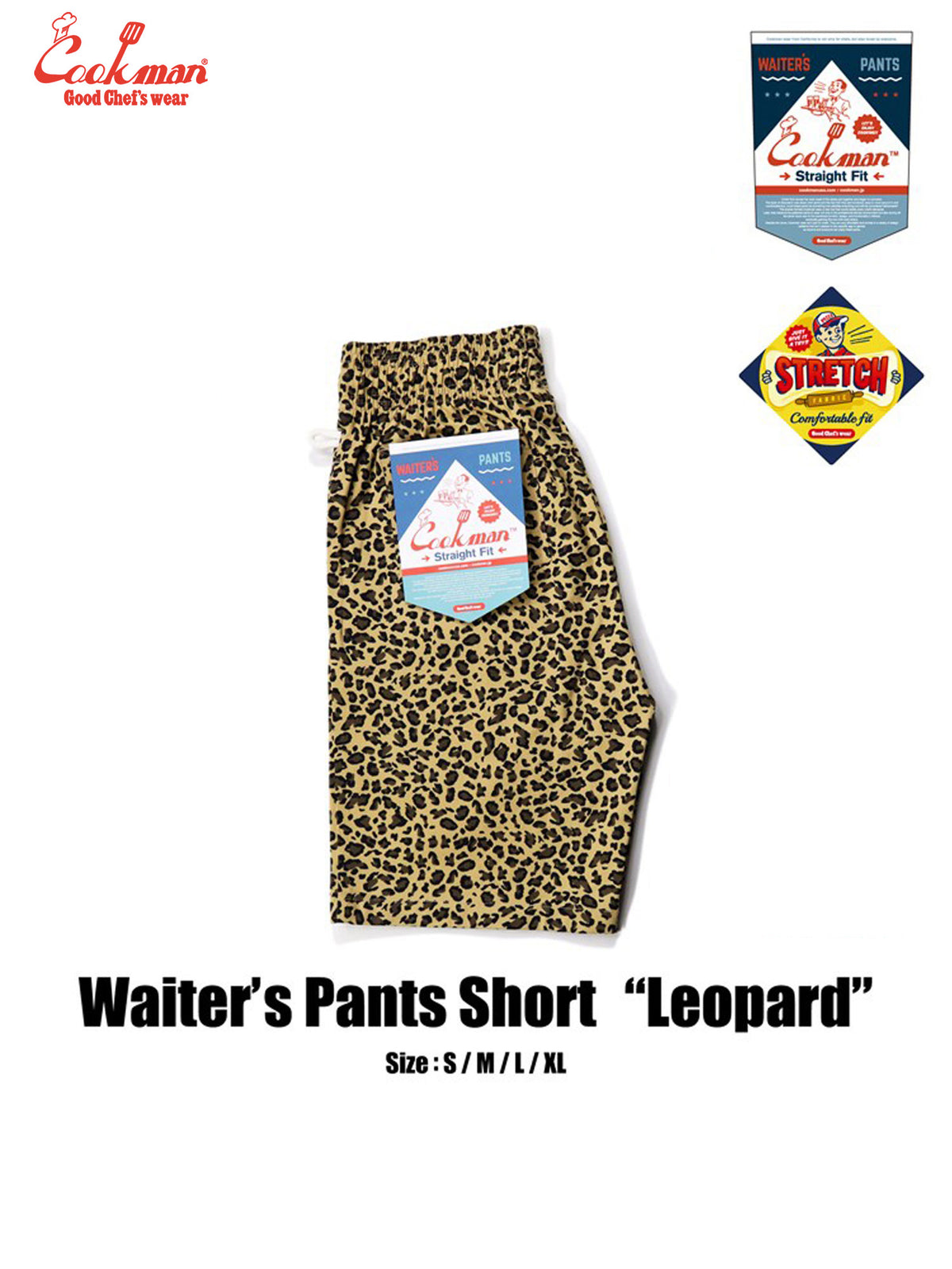 Waiter's Short Pants (stretch) - Leopard