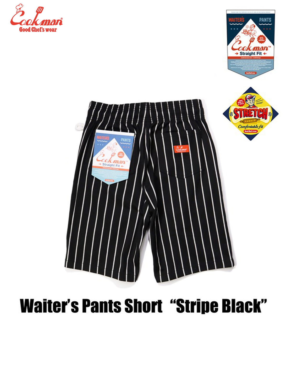 Waiter's Short Pants (stretch) - Stripe : Black