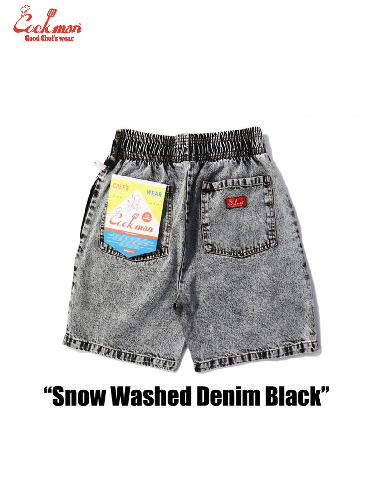 Chef Short Pants - Snow Washed Denim: Black