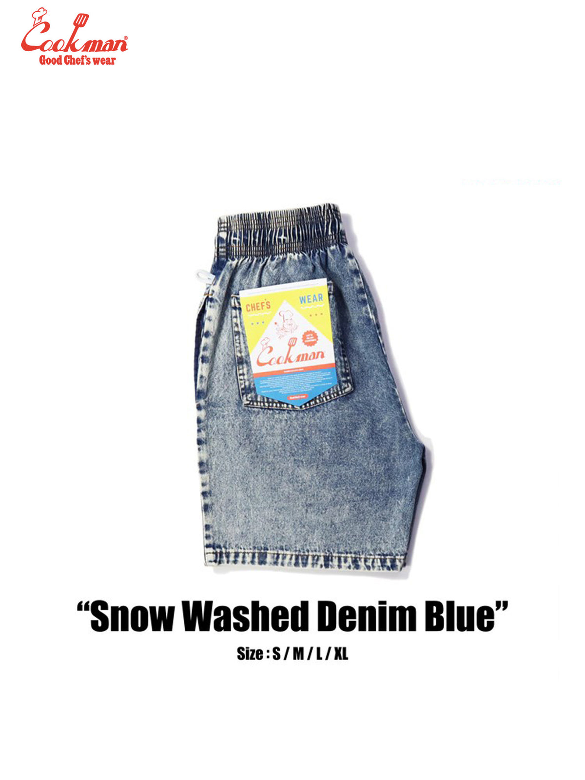 Chef Short Pants - Snow Washed Denim: Blue