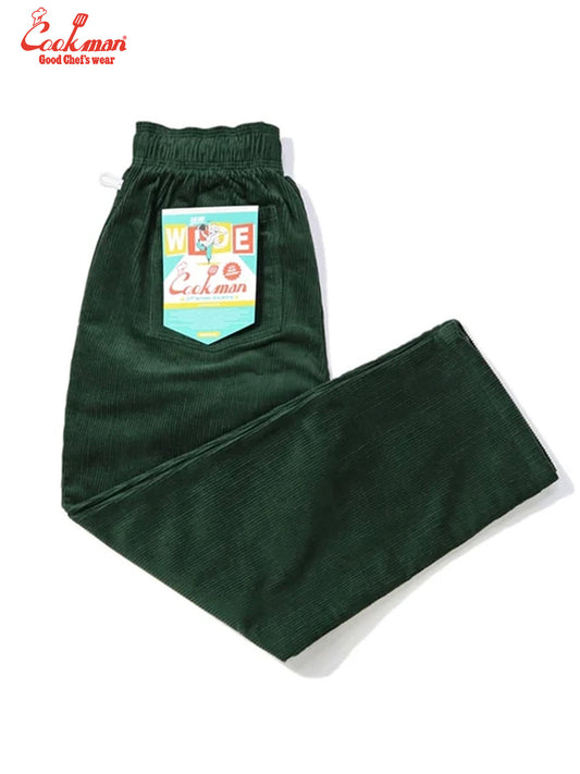 Chef Pants Semiwide- Corduroy : Dark Green