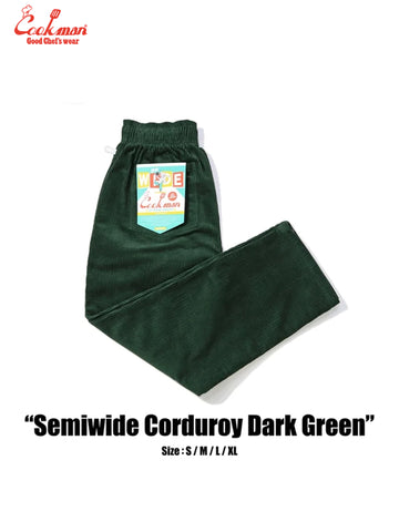 Chef Pants Semiwide- Corduroy : Dark Green