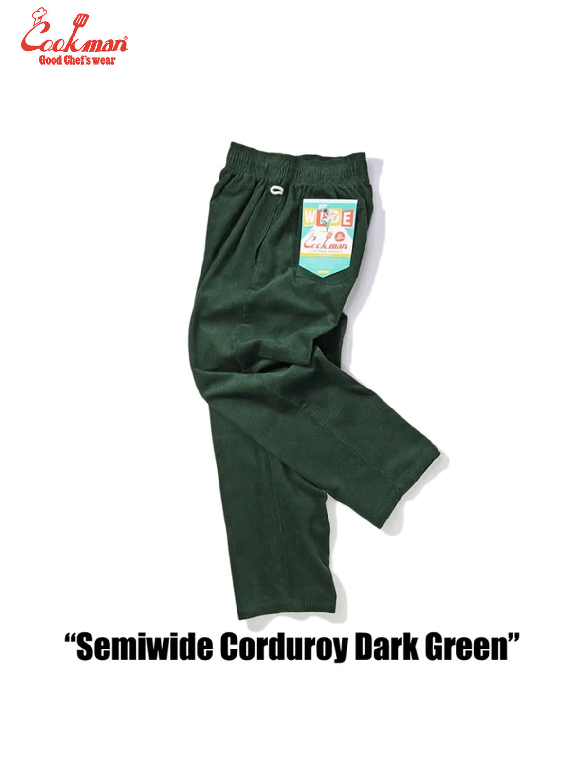 Chef Pants Semiwide- Corduroy : Dark Green