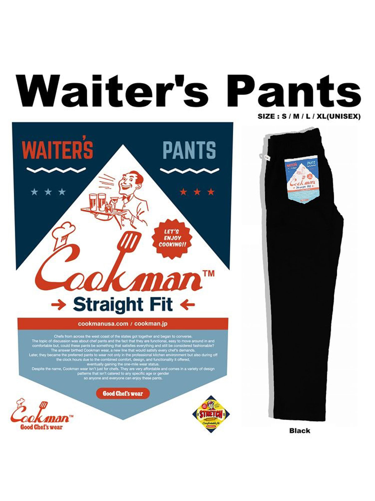 Waiter's Pants (stretch) - Black
