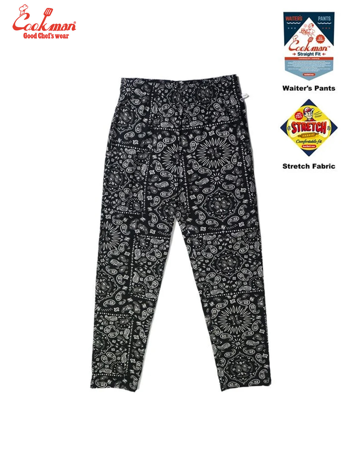 Waiter's Pants (stretch) - Paisley : Black
