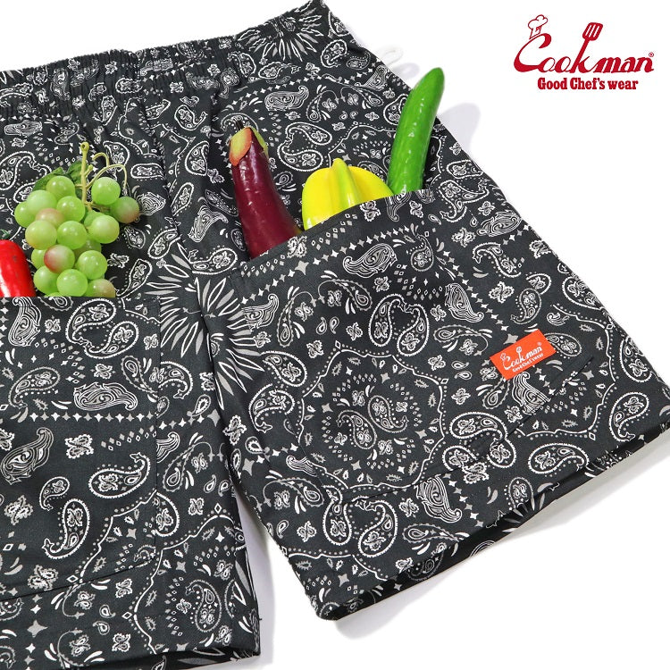 Cookman Chef Short Pants Front Pocket - Paisley : Black