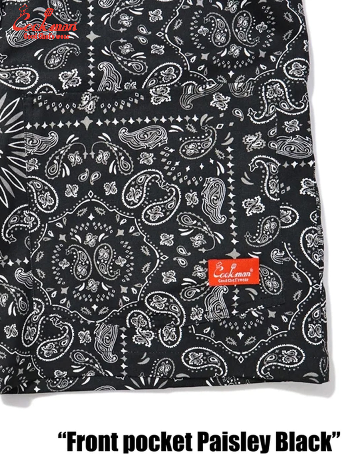 Chef Short Pants Front Pocket - Paisley : Black