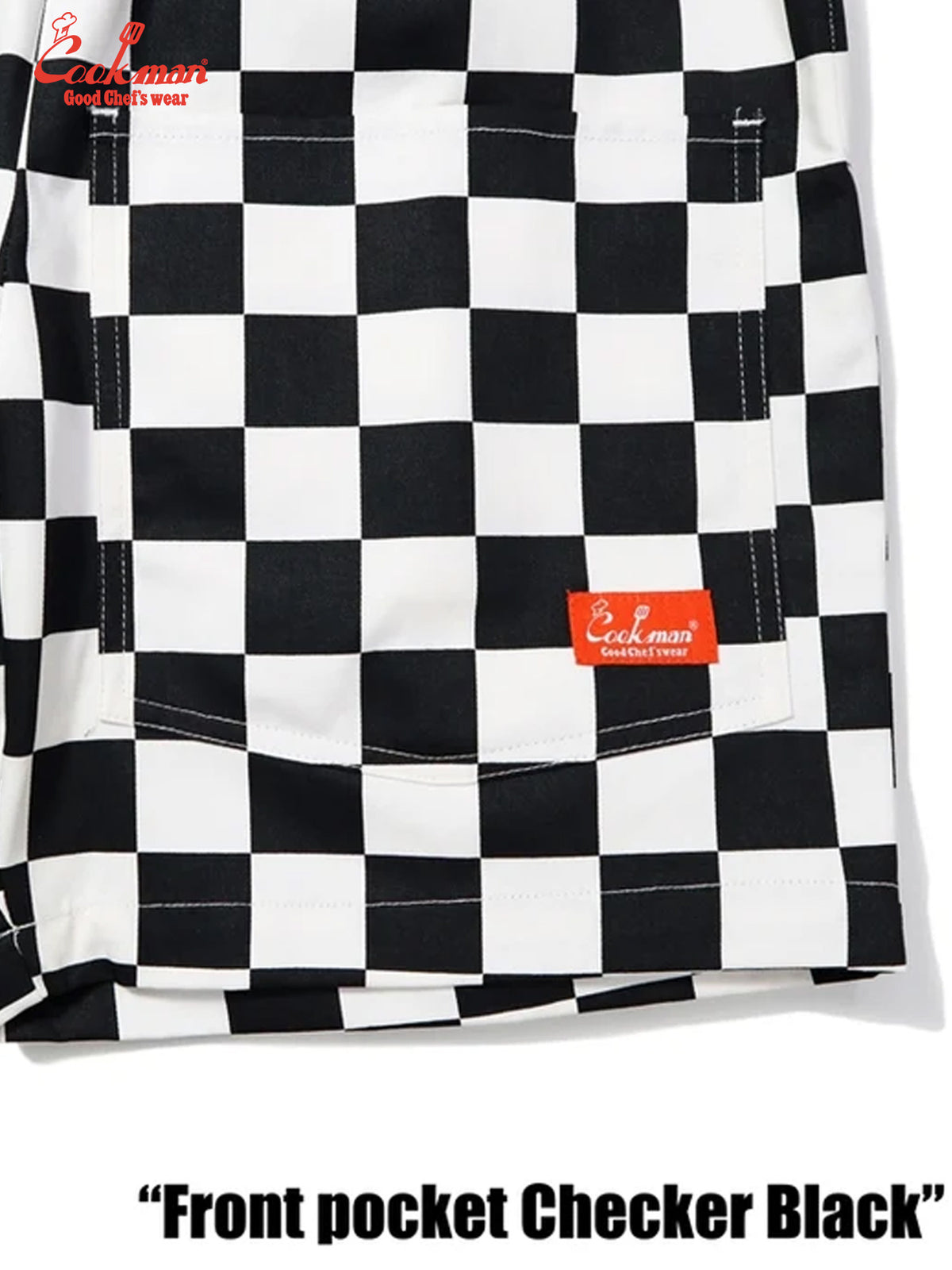 Chef Short Pants Front Pocket - Checker : Black