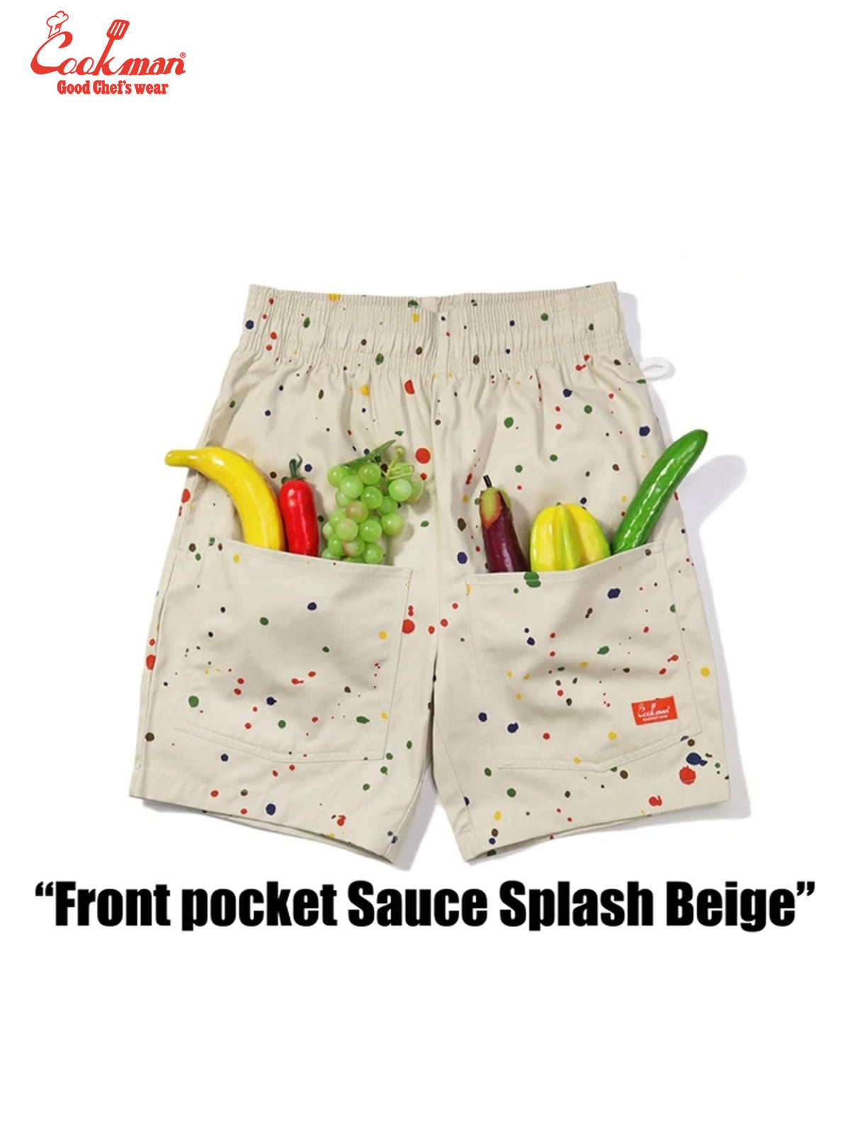 Chef Short Pants Front Pocket - Sauce Splash : Beige