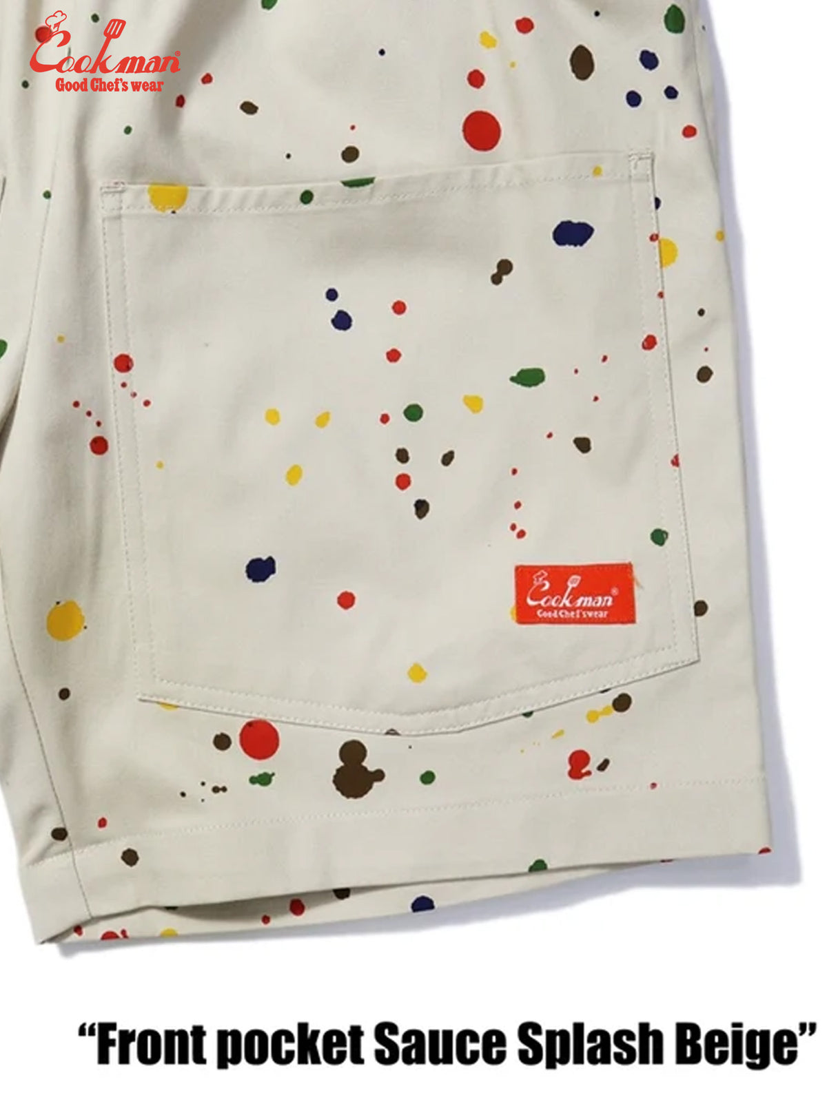 Chef Short Pants Front Pocket - Sauce Splash : Beige