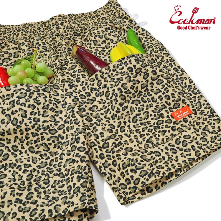 Cookman Chef Short Pants Front Pocket - Leopard : Beige