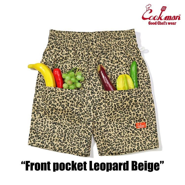 Cookman Chef Short Pants Front Pocket - Leopard : Beige