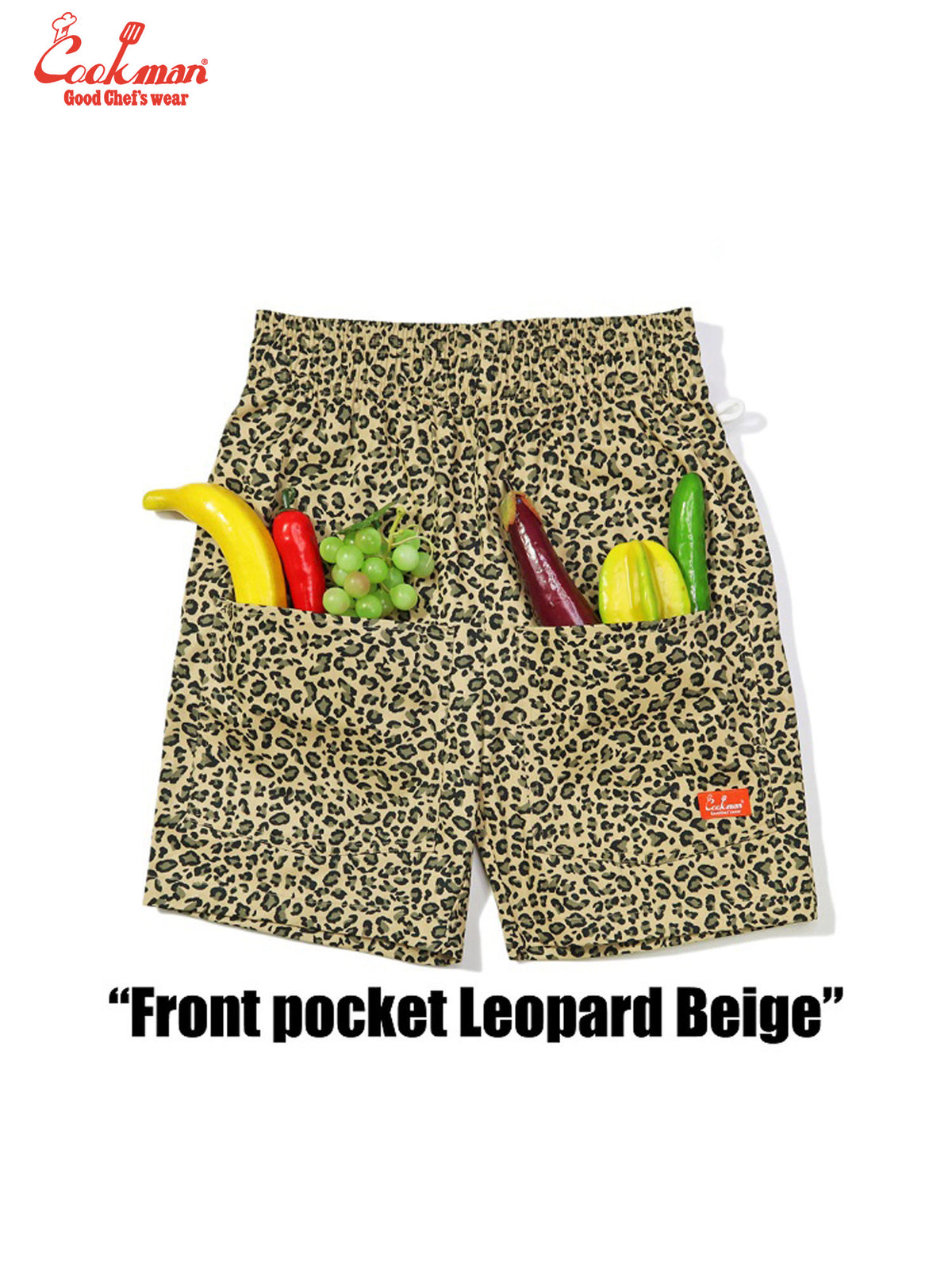 Chef Short Pants Front Pocket - Leopard : Beige