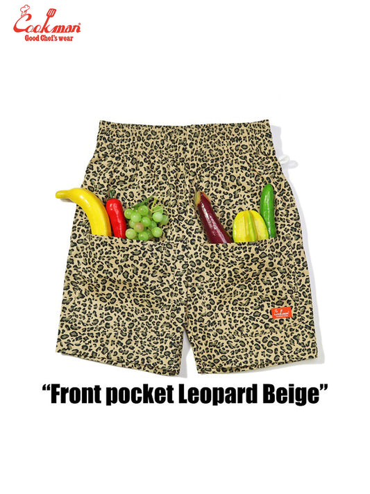 Chef Short Pants Front Pocket - Leopard : Beige