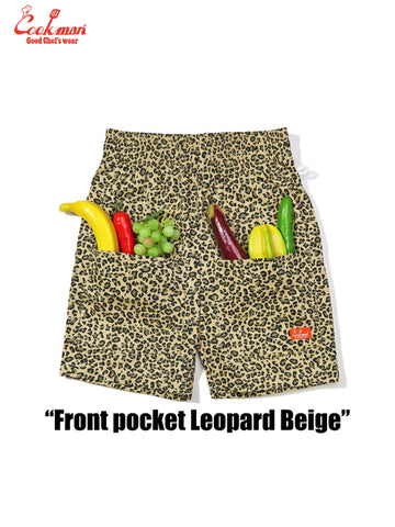 Chef Short Pants Front Pocket - Leopard : Beige