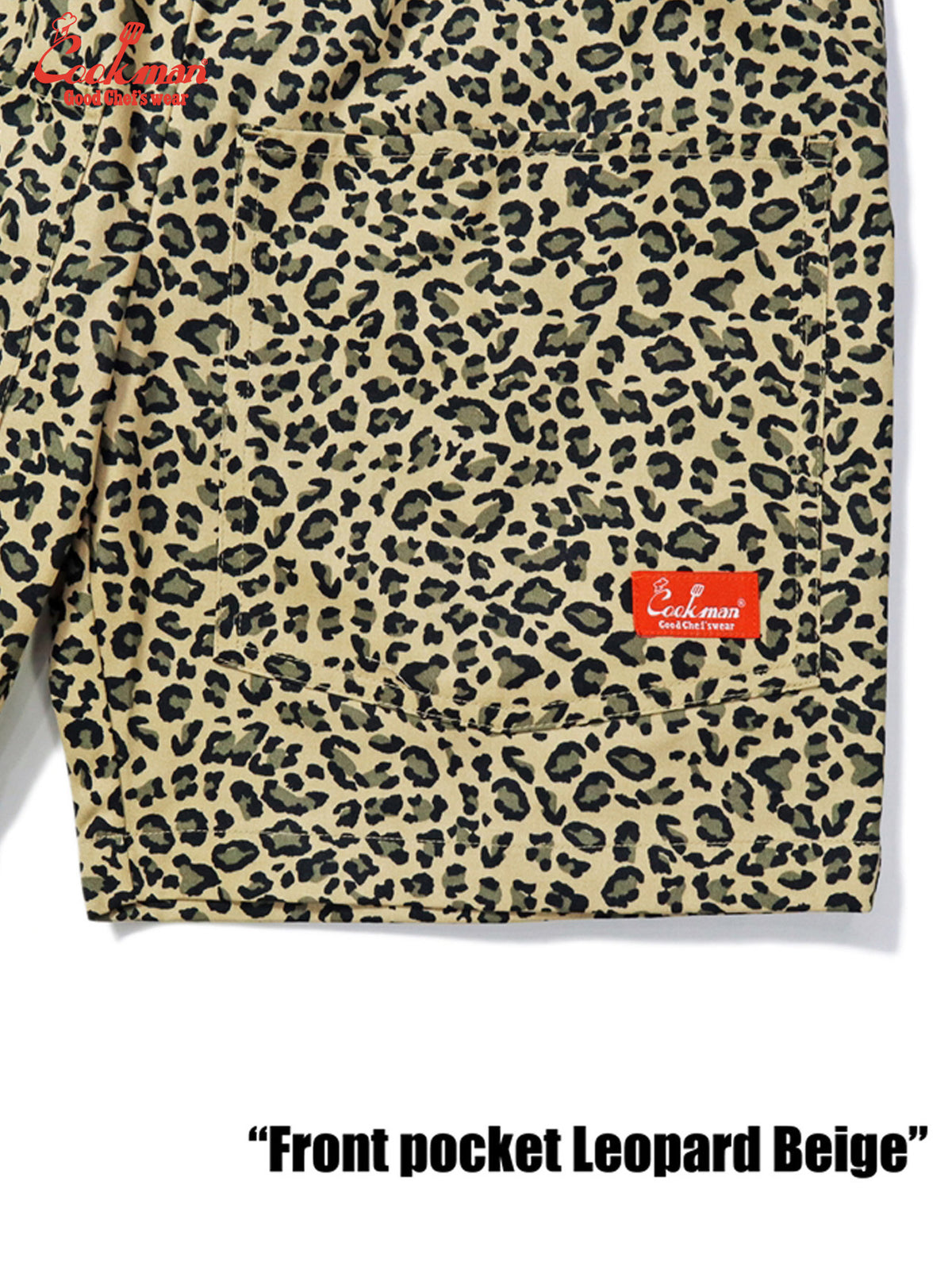 Chef Short Pants Front Pocket - Leopard : Beige