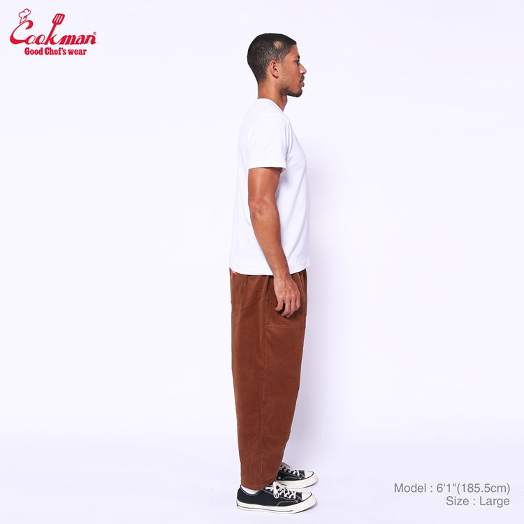 Cookman Harvest Pants Cropped - High Wale Corduroy : Dark Brown