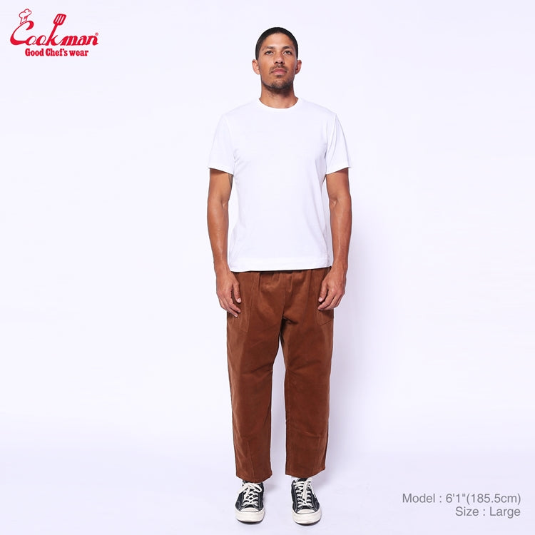 Cookman Harvest Pants Cropped - High Wale Corduroy : Dark Brown