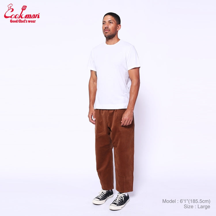 Cookman Harvest Pants Cropped - High Wale Corduroy : Dark Brown