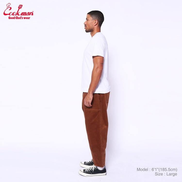 Cookman Harvest Pants Cropped - High Wale Corduroy : Dark Brown