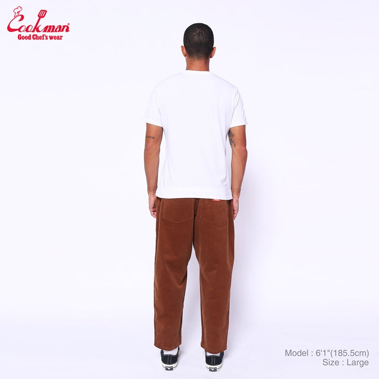 Cookman Harvest Pants Cropped - High Wale Corduroy : Dark Brown