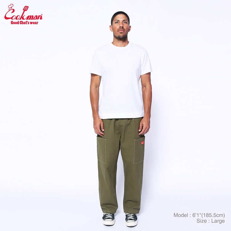 Cookman Chef Pants Semiwide - Front Pocket Duck Canvas : Olive