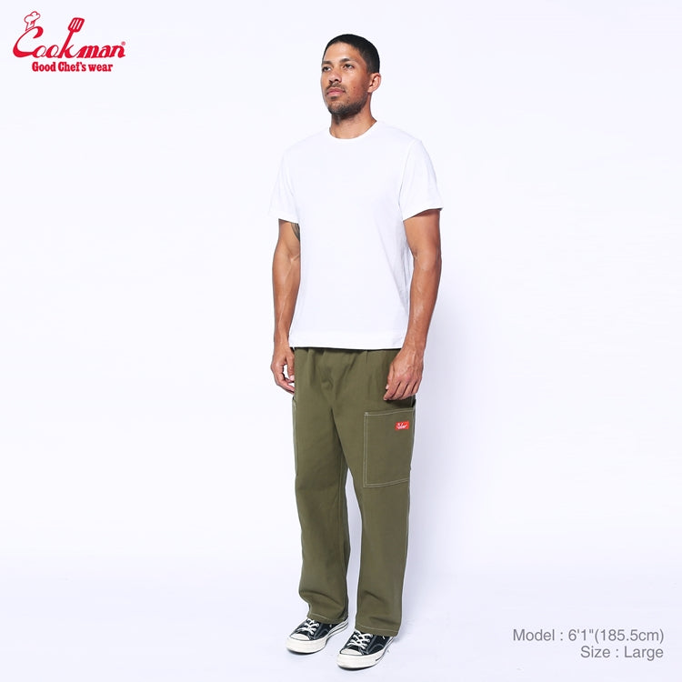 Cookman Chef Pants Semiwide - Front Pocket Duck Canvas : Olive