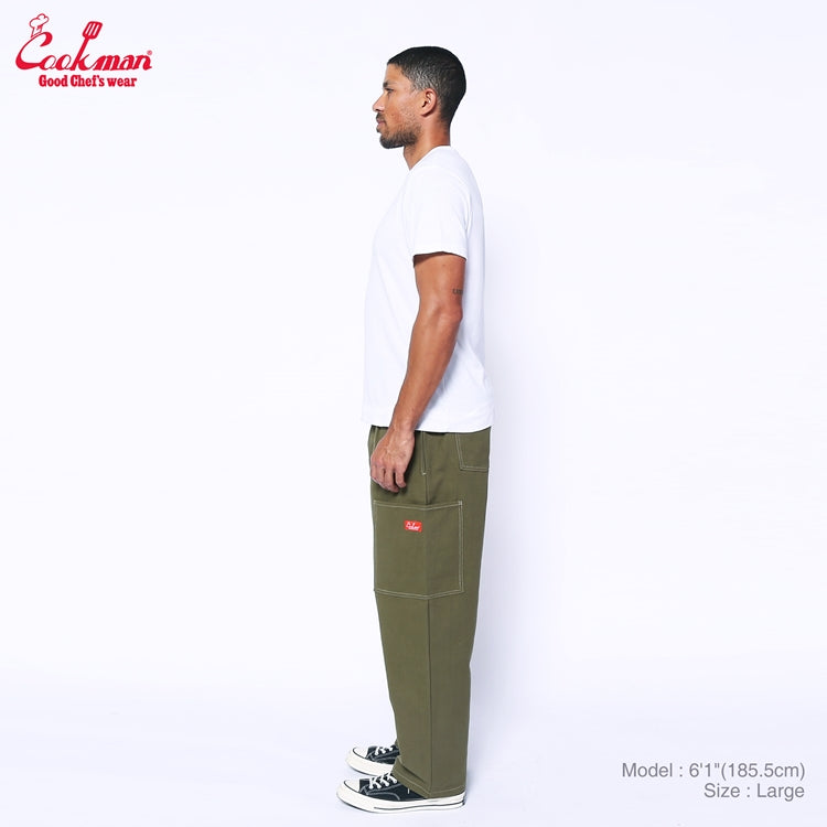 Cookman Chef Pants Semiwide - Front Pocket Duck Canvas : Olive