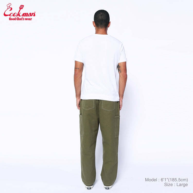 Cookman Chef Pants Semiwide - Front Pocket Duck Canvas : Olive