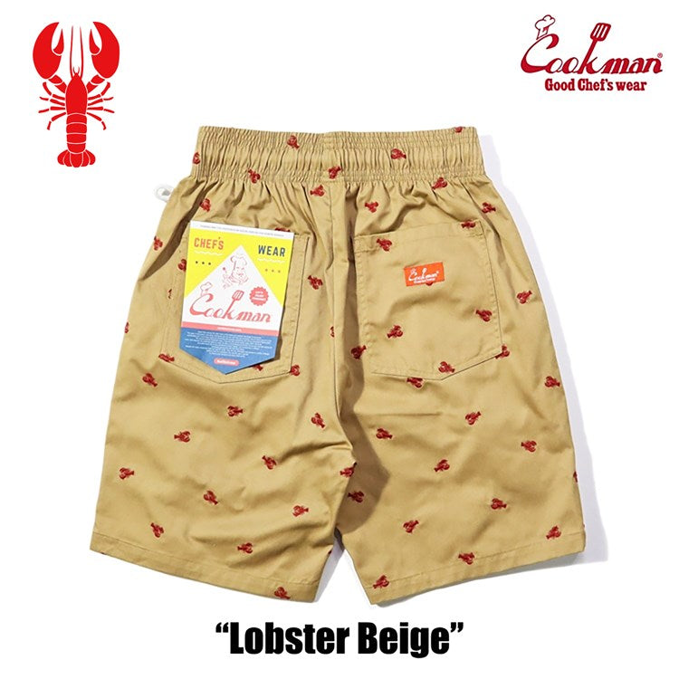 Chef Short Pants Embroidery - Lobster :  Beige