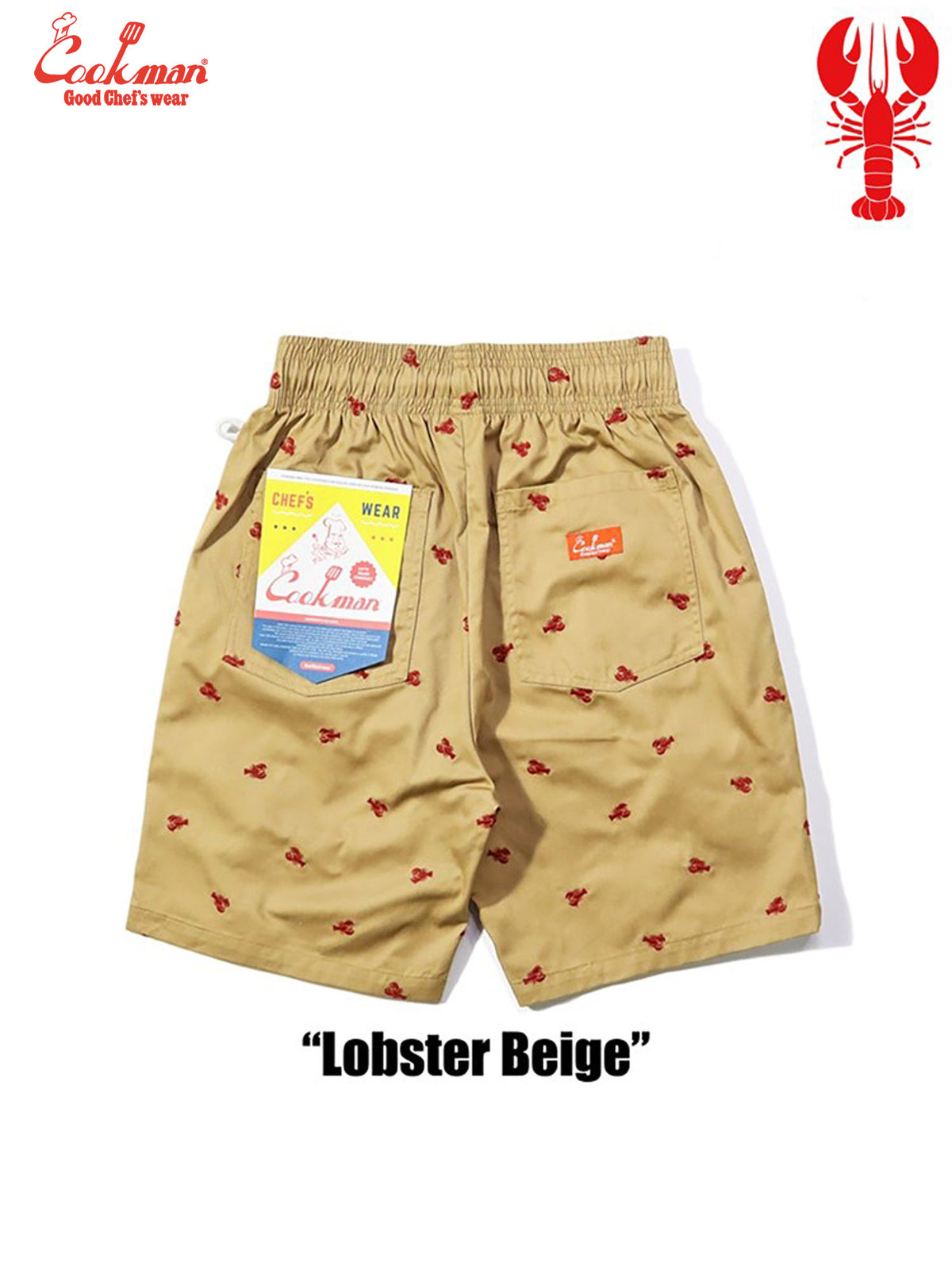 Chef Short Pants Embroidery - Lobster :  Beige