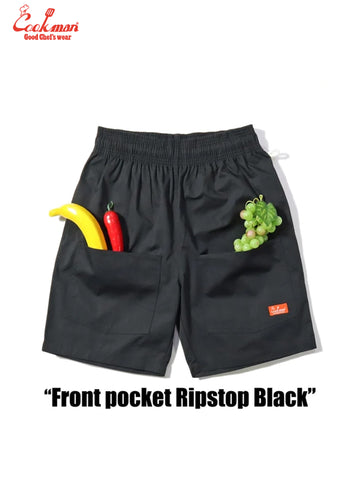 Chef Short Pants Front Pocket - Ripstop : Black