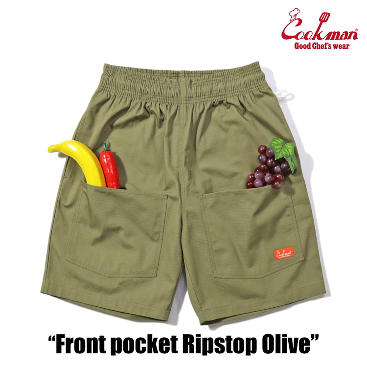 Chef Short Pants Front Pocket - Ripstop : Olive